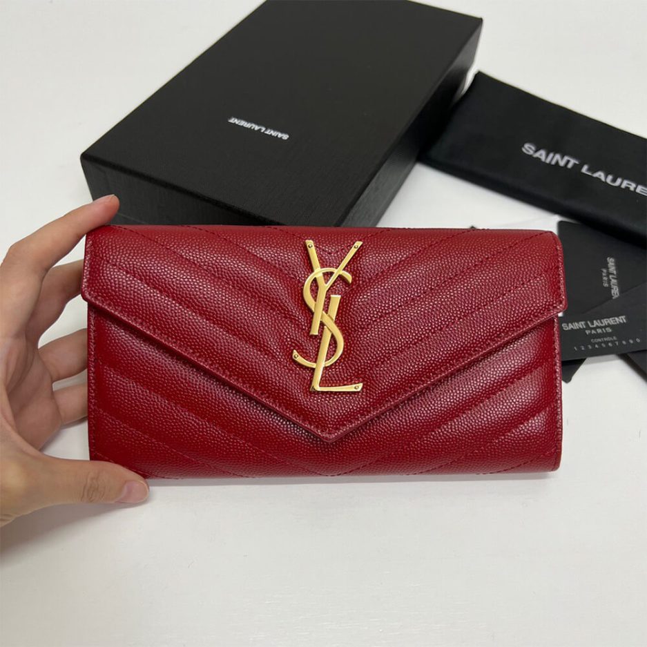 Y51 CASSANDRE MATELASSÉ LARGE FLAP WALLET IN GRAIN DE POUDRE LEATHER