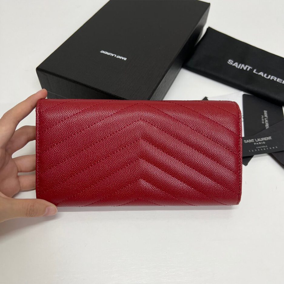 Y51 CASSANDRE MATELASSÉ LARGE FLAP WALLET IN GRAIN DE POUDRE LEATHER