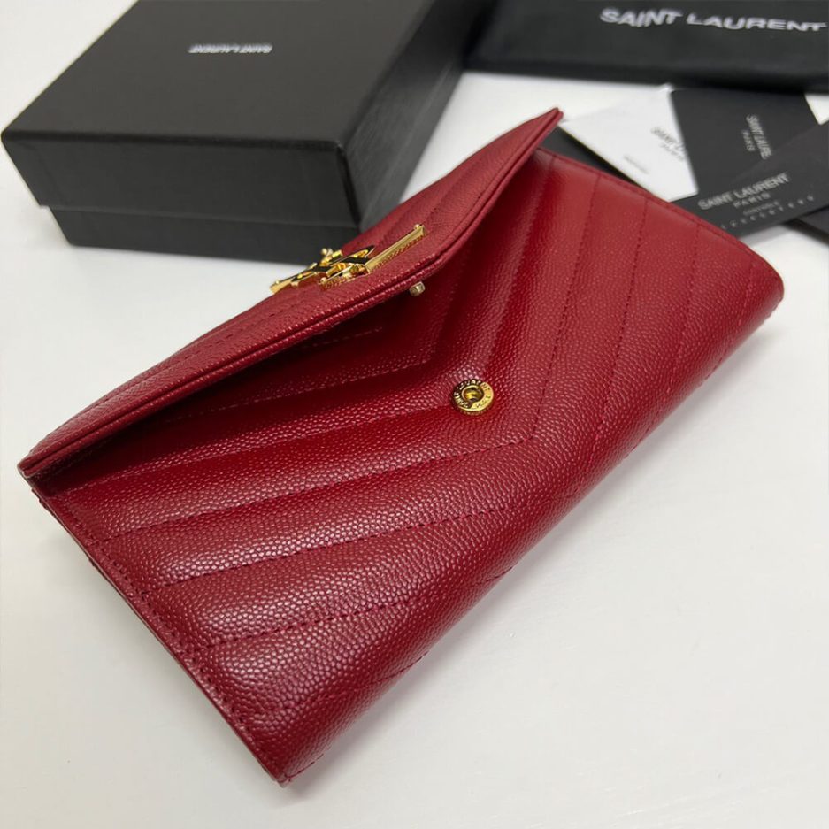 Y51 CASSANDRE MATELASSÉ LARGE FLAP WALLET IN GRAIN DE POUDRE LEATHER