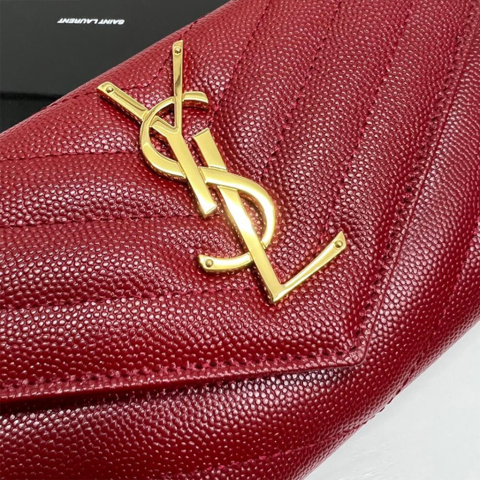 Y51 CASSANDRE MATELASSÉ LARGE FLAP WALLET IN GRAIN DE POUDRE LEATHER