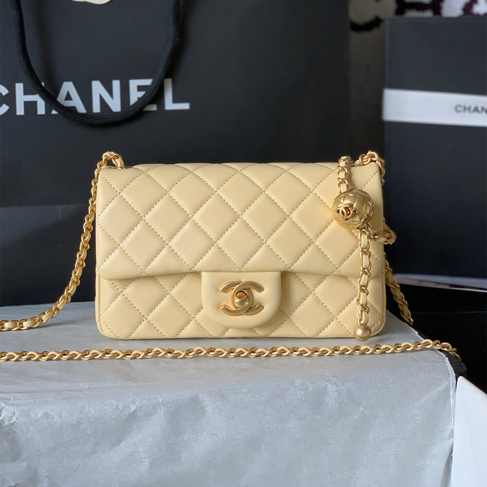 Ch**el Pearl Crush Mini Rectangular Flap