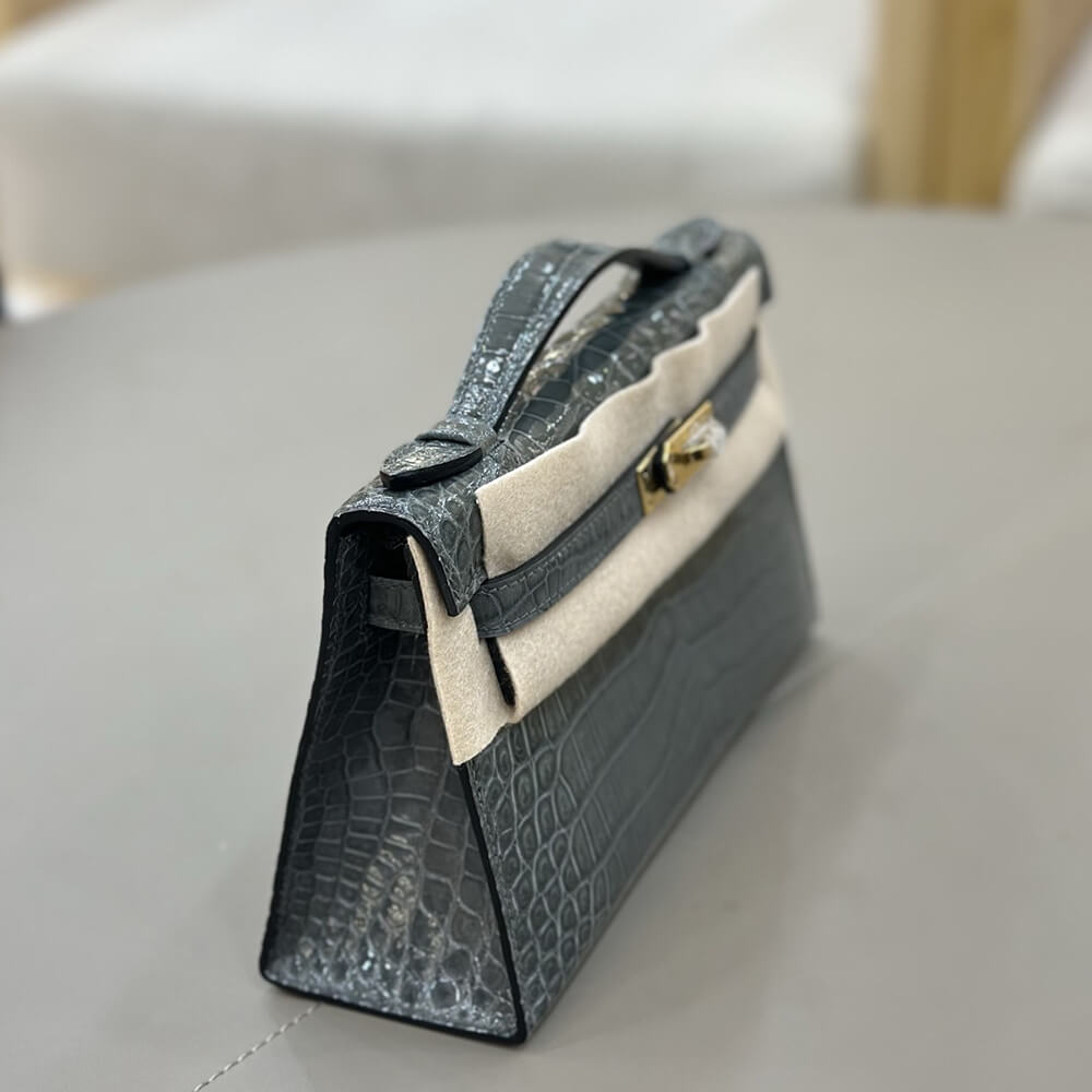 H**me5 Kelly Pochette in shiny alligator leather（High-quality ）