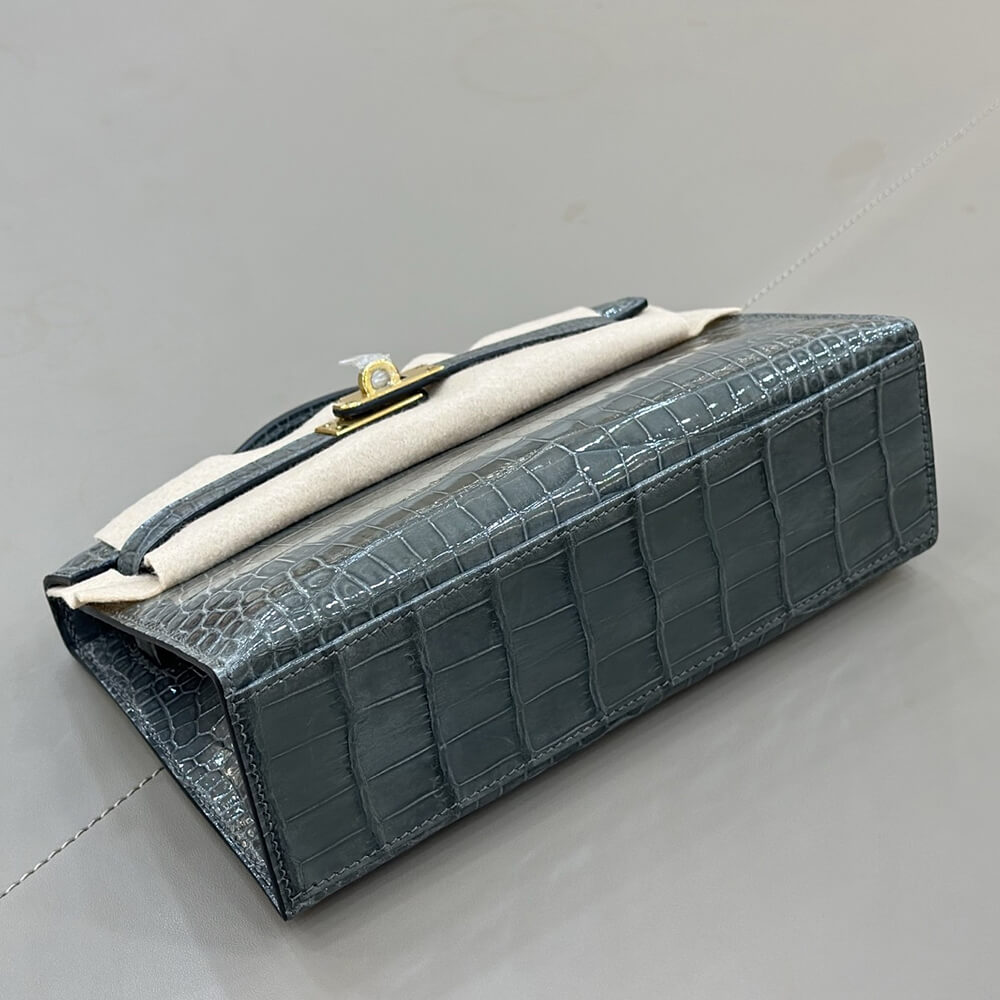 H**me5 Kelly Pochette in shiny alligator leather（High-quality ）