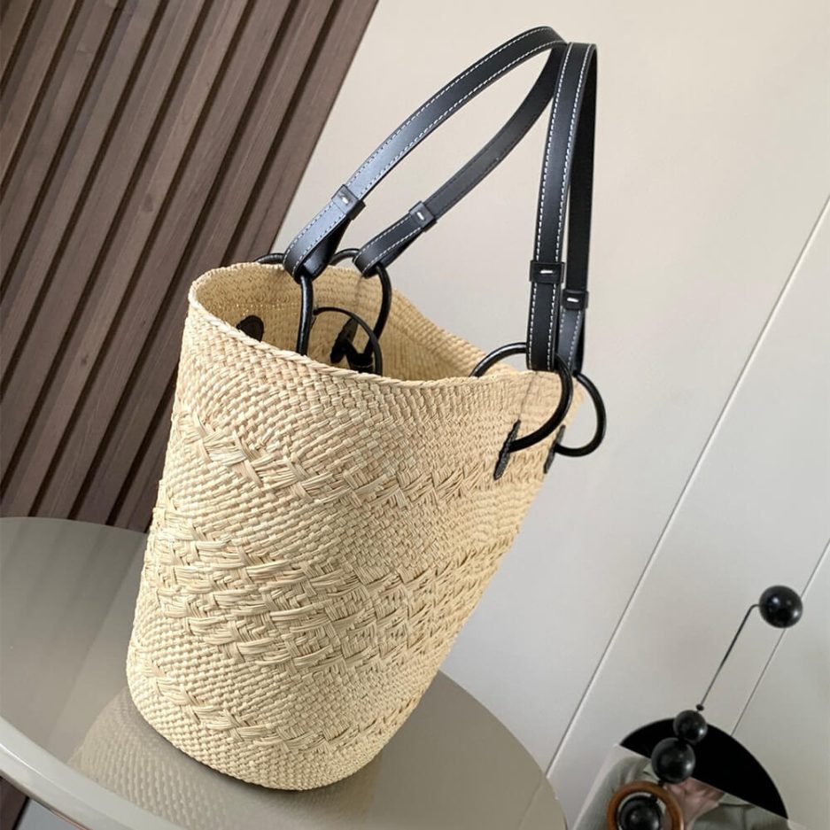 L0ew* Medium Anagram Basket in Palm and Calfskin(HIGH-END GRADE)