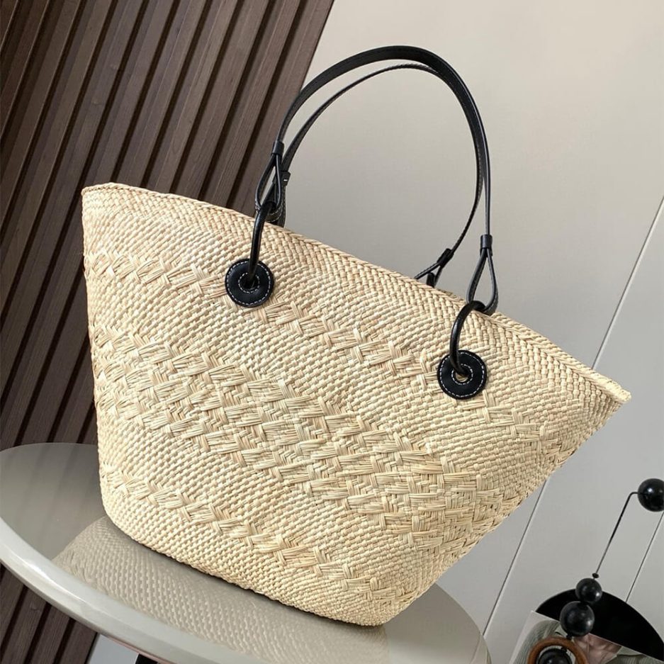 L0ew* Medium Anagram Basket in Palm and Calfskin(HIGH-END GRADE)