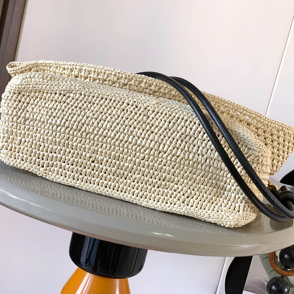 L0ew* Medium Ola bag in raffia and calfskin(HIGH-END GRADE)