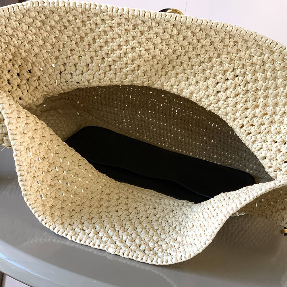 L0ew* Medium Ola bag in raffia and calfskin(HIGH-END GRADE)