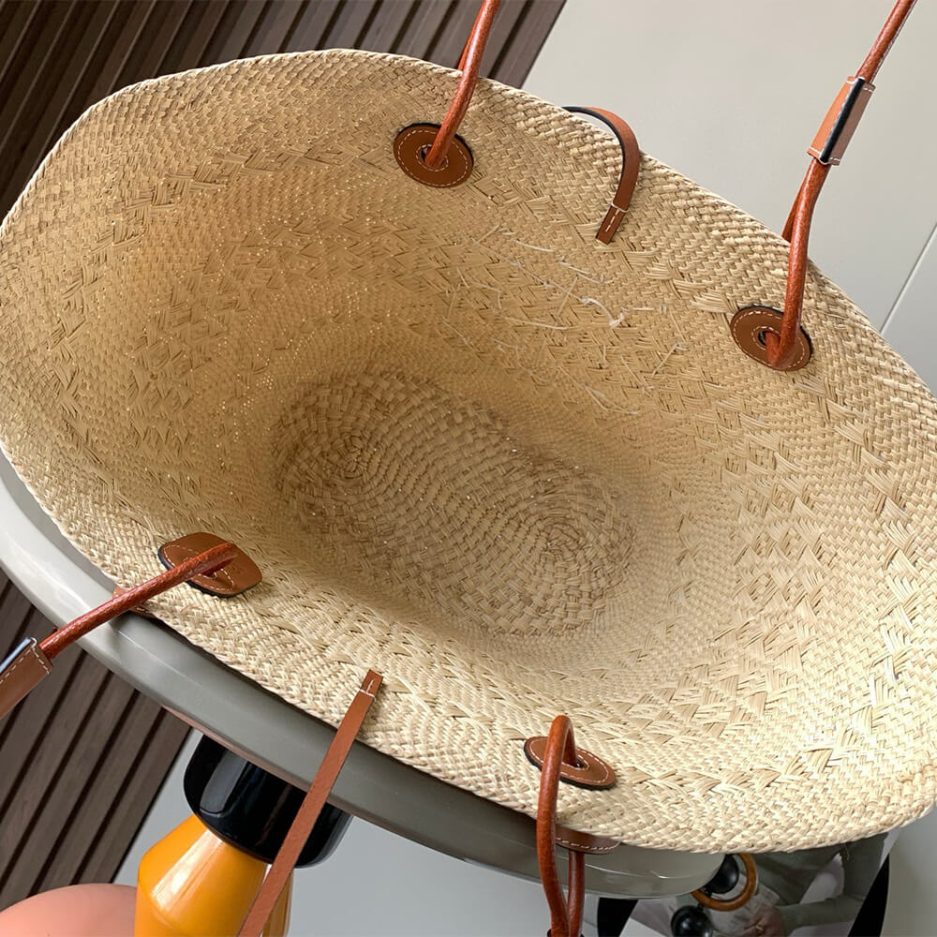 L0ew* Medium Anagram Basket in Palm and Calfskin(HIGH-END GRADE)
